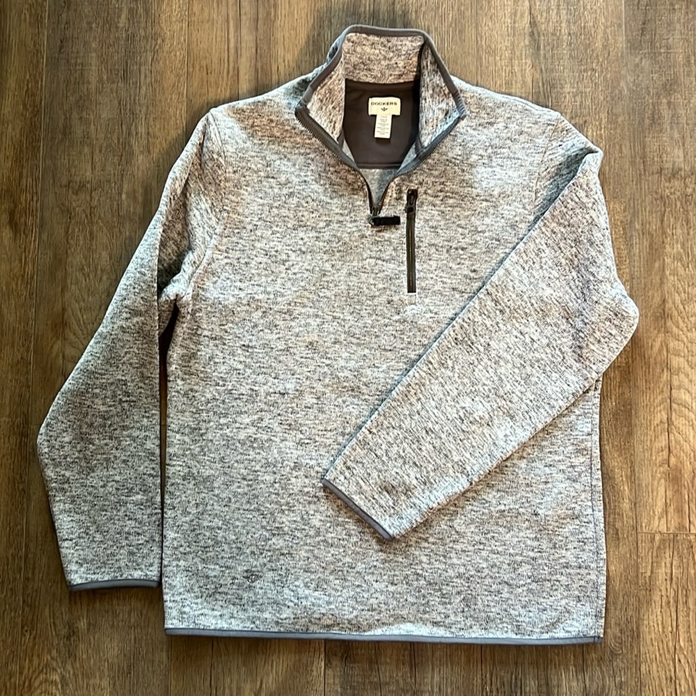 Dockers Mens Grey Zip Sweater-Large